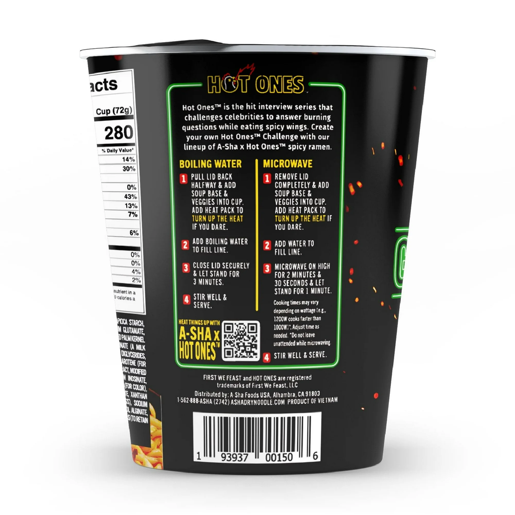 (6 pack) Hot Ones x A-Sha Garlic Chili Ramen Noodle Soup