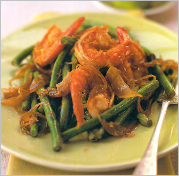 How to Make Cambodian Stir-Fried Long Beans with Prawns, Galangal and Garlic Asian Cooking Recipe Cuisine