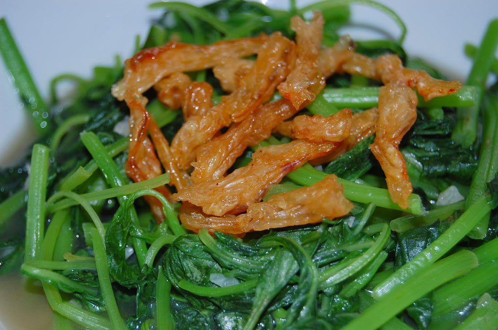 How to Make Chinese Spinach and Dried Shrimp Salad Asian Cooking Recipe Cuisine
