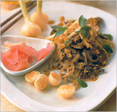 How to Make Vietnamese Fried Noodles with Spicy Peanut Sate, Beef and Fragrant Herbs Asian Cooking Recipe Cuisine