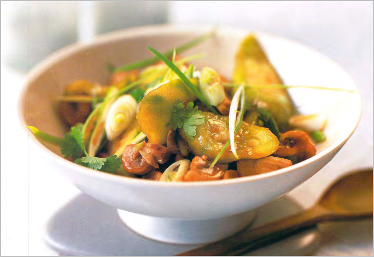 How to Make Vietnamese Luffa Squash with Mushrooms, Spring Onions and Coriander Asian Cooking Recipe Cuisine