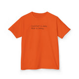 Adventurous Kids Tee: Comfort is Easy, Risk is Living, Motivational Shirt, Gift for Young Explorers, Fun Everyday Wear