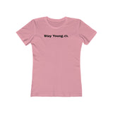 Stay Young Boyfriend Tee, Inspirational T-Shirt for Women, Stylish Graphic Tee, Casual Wear, Gift for Her, Trendy Summer Top
