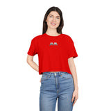 Chic Women's Crop Tee with Artistic Design, Casual Summer Style, Trendy Gift for Her, Festival Wear, Stylish Streetwear