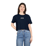 Chic Women's Crop Tee with Artistic Design, Casual Summer Style, Trendy Gift for Her, Festival Wear, Stylish Streetwear