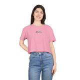 Chic Women's Crop Tee with Artistic Design, Casual Summer Style, Trendy Gift for Her, Festival Wear, Stylish Streetwear