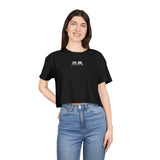 Chic Women's Crop Tee with Artistic Design, Casual Summer Style, Trendy Gift for Her, Festival Wear, Stylish Streetwear