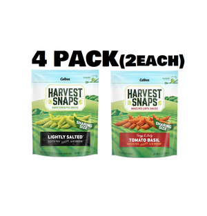 4 Pack Harvest Snaps Tomato Basil Baked Red Lentil Snacks and Harvest Snaps Snack Crisps Lightly Salted 8.5oz- 8.5oz 4 of each