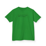 Adventurous Kids Tee: Comfort is Easy, Risk is Living, Motivational Shirt, Gift for Young Explorers, Fun Everyday Wear