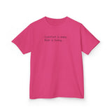 Adventurous Kids Tee: Comfort is Easy, Risk is Living, Motivational Shirt, Gift for Young Explorers, Fun Everyday Wear