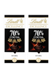 (2 Pack)Lindt Excellence 70% Cocoa Dark Chocolate Candy Bar, 3.5 oz.