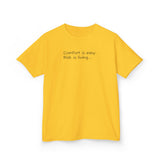 Adventurous Kids Tee: Comfort is Easy, Risk is Living, Motivational Shirt, Gift for Young Explorers, Fun Everyday Wear