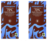 2 Pack bettergoods Premium Swiss 72% Dark Chocolate Bar, 3.5 oz, 2 Bars