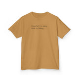 Adventurous Kids Tee: Comfort is Easy, Risk is Living, Motivational Shirt, Gift for Young Explorers, Fun Everyday Wear