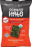 (5 pack) Ocean's Halo, Organic Trayless Seaweed Snack, Red Hot Chili Crunch, Vegan, Shelf-Stable Nori, 0.14 oz