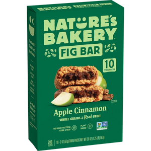 Nature's Bakery Apple Cinnamon Fig Bars 10 Twin Packs 2 oz Each Non-GMO Vegan Kosher Whole Grains Real Fruit Soft Baked Snack