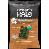 (5 pack) Ocean's Halo, Organic Trayless Seaweed Snack, Ginger Sesame, Vegan, Shelf-Stable Nori, 0.14 oz