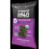 (5 pack) Ocean's Halo, Organic Trayless Seaweed Snack, Thai Sweet Chili, Vegan, Shelf-Stable Nori, 0.14 oz