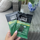 (4 pack) Ocean's Halo, Organic Trayless Seaweed Snack, Wasabi, Vegan, No Plastic Tray, 1pk Nori Sheets, Shelf-Stable, 0.14 oz