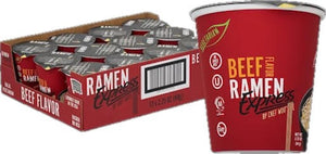RAMEN EXPRESS Beef Flavor Ramen Cup Noodle, 2.25 Oz Each (Pack Of 12) by Chef Woo | Vegetarian |Halal | Egg-Free and Dairy-Free