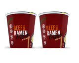 RAMEN EXPRESS Beef Flavor Ramen Cup Noodle, 2.25 Oz Each (Pack Of 2) by Chef Woo | Vegetarian |Halal | Egg-Free and Dairy-Free