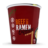 RAMEN EXPRESS Beef Flavor Ramen Cup Noodle, 2.25 Oz Each (Pack Of 12) by Chef Woo | Vegetarian |Halal | Egg-Free and Dairy-Free