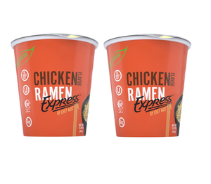 RAMEN EXPRESS Chicken Flavor Ramen Cup Noodle, 2.25 Oz Each (Pack Of 2) | Animal-free Ramen Noodles | All Plant-based | Made in U.S. with finest American flour