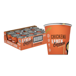 RAMEN EXPRESS Chicken Flavor Ramen Cup Noodle, 2.25 Oz Each (Pack Of 12) | Animal-free Ramen Noodles | All Plant-based | Made in U.S. with finest American flour