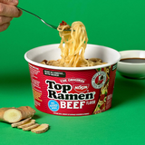 Nissin Top Ramen Bowl Ramen Noodle Soup Beef Flavor 3.28 Ounce Pack of 6 Ready in 5 Minutes Authentic Taste Classic Beef Flavor
