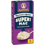 Annie's Super! Mac, Macaroni And Cheese, Shells and White Cheddar, 6 oz 3 pack