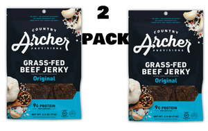 2 Pack Country Archer Grass-Fed Beef Jerky Original, 2.5 oz pack of 2