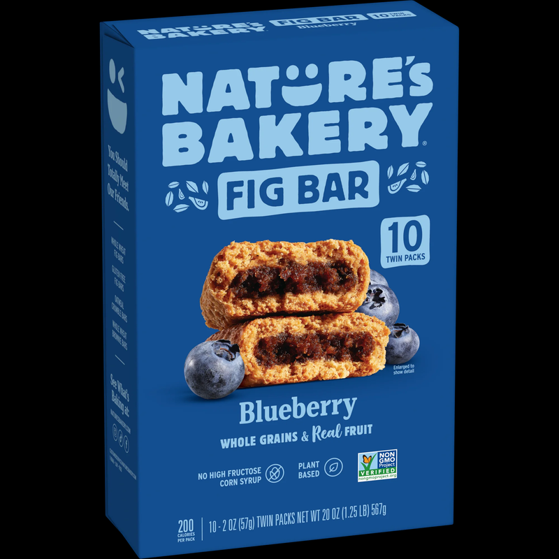 Nature's Bakery Blueberry Fig Bars 10 Twin Packs 2 oz Each Non-GMO Vegan Kosher Whole Grains Real Fruit Soft Baked Snack