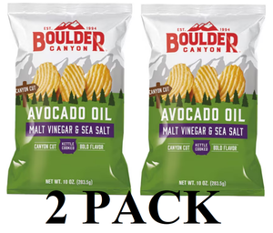 Boulder Canyon Avocado Oil Kettle Style Potato Chips Malt Vinegar & Sea Salt 10 oz Pack of 2