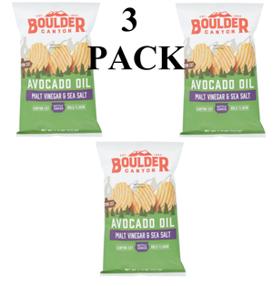 Boulder Canyon Malt Vinegar & Sea Salt Chips 5.25 oz Pack of 3