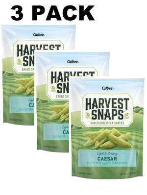 Harvest Snaps Veggie Chips | Caesar | 3.3 oz Bag Crunchy Snack, Gluten-free, Plant-based Protein, 3 Pack - Healthy, Delicious Treat