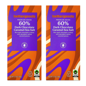 2 Pack bettergoods Premium Caramel Sea Salt Chocolate Bar, 3.5oz, 2 Bars