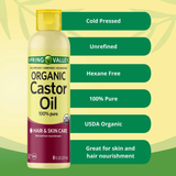 Spring Valley Cold-Pressed Castor Oil - Unrefined & Hexane-Free, Organic for Hair & Skin - 8 fl oz