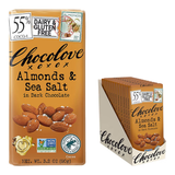 Chocolove Dark Chocolate Almonds And Sea Salt Bars 3.2 Oz (Pack 12)