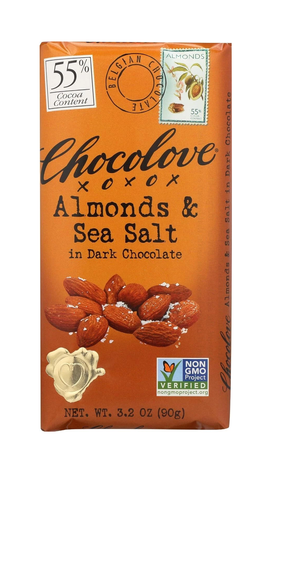 Chocolove Dark Chocolate Almonds And Sea Salt Bars 3.2 Oz