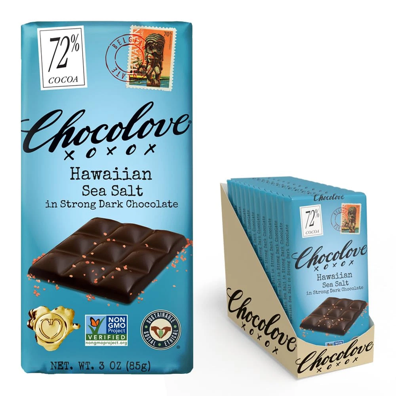 Chocolove Hawaiian Sea Salt In Strong Dark Chocolate Bar 3 Oz Pack Of 12