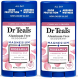 Dr Teal's Aluminum Free Deodorant, Rose & Milk with Essential Oils, 2.65 oz - Paraben & Phthalate Free - 2.65 oz Pack of 2