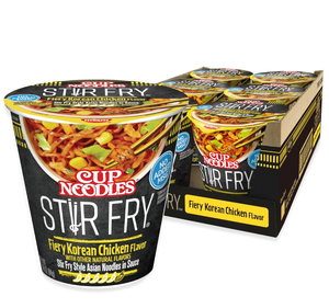 Cup Noodles Stir Fry Noodles in Sauce, Fiery Chicken, (Pack of 6)