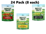 24 Pack ( 8 each flavor) Gluten Free Harvest Snaps Tomato Basil Baked Red Lentil Snacks, Crisps White Cheddar, Crisps Lightly Salted - 8.5oz