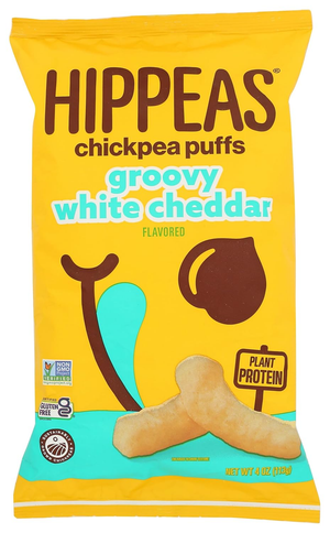 Hippeas Chickpea Puffs, Vegan White Cheddar, 4 Ounce (Pack of 2), 4g Protein, 3g Fiber, Vegan, Gluten-Free, Crunchy, Plant Protein Snacks