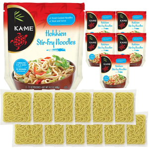 KA-ME Hokkien Stir-Fry Noodles 14.2 oz (Pack of 6), Authentic Asian Ingredients and Flavors, Certified Gluten-Free, Made of Rice, Authentic, No Preservatives or MSG, Instant & Microwaveable, Ideal In A Stir-Fry, Salad Soup or Your Favorite Noodle