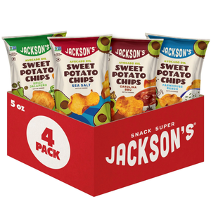 Jacksons Sweet Potato Kettle RE32Chips Avocado Oil Variety Pack made with Premium Oils 5 oz Pack of 4 Allergen friendly Gluten Free Peanut Free Vegan Paleo Friendly Shark Tank Product