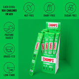 24 Pack Chomps Grass Fed Beef Jerky Sticks, Jalapeno Beef, High Protein, Gluten Free, Sugar Free, Whole 30 Approved, 24ct 1.15oz