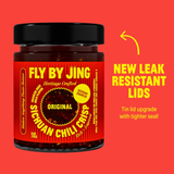 FLYBYJING Original Sichuan Chili Crisp: Premium Chili Oil w/Crunchy Garlic and Shallots - Spicy, Savory, Vegan, Sugar Free Hot Sauce - Good on Noodles, Proteins, Veggies & Everything, 6oz (Pack of 2)