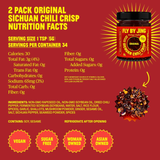 FLYBYJING Original Sichuan Chili Crisp: Premium Chili Oil w/Crunchy Garlic and Shallots - Spicy, Savory, Vegan, Sugar Free Hot Sauce - Good on Noodles, Proteins, Veggies & Everything, 6oz (Pack of 2)