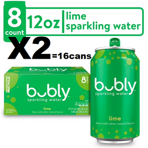 Bubly Lime Sparkling Water, 12 fl oz, 8 Pack Cans 2 Pack (16 cans)